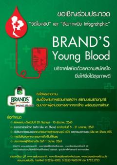 ประกวดวีดีโอคลิป และสื่อภาพนิ่ง Infographic หัวข้อ “BRAND’S Young Blood บริจาคโลหิตด้วยความสมัครใจ ยิ่งให้ยิ่งได้สุขภาพดี”